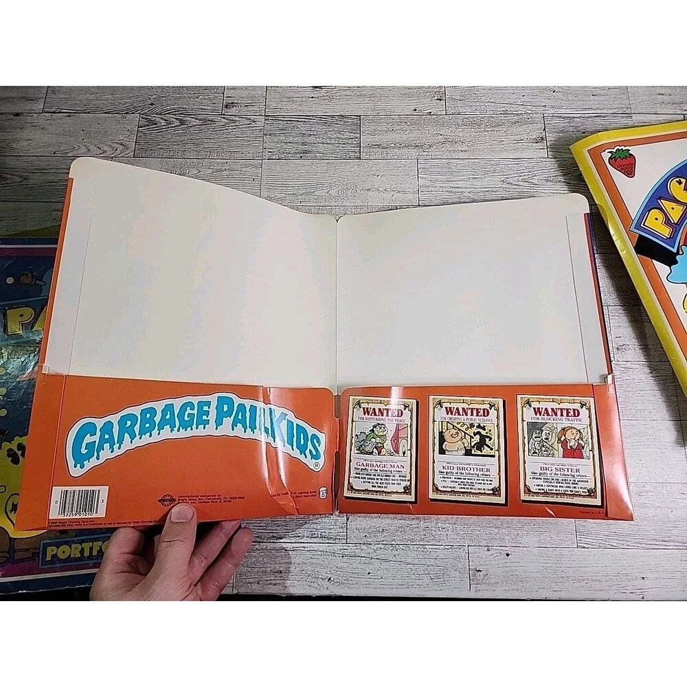 Vintage 1980s School Folder Lot Garbage Pail Kids Pacman Topps Midway Portfolio